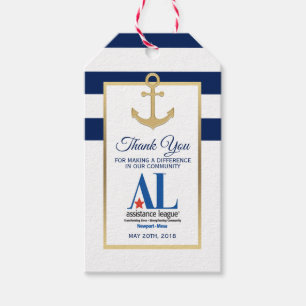 THANK YOU Nautical Navy Blue Party Favour LOGO Gift Tags