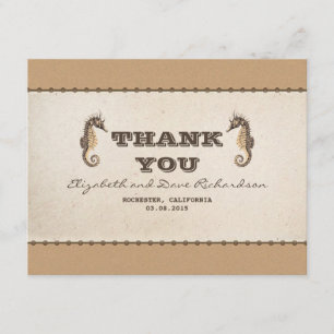 thank you nautical seahorses wedding flat card