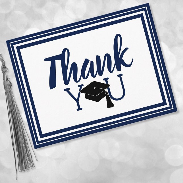 Thank You Navy and White School Colours Postcard (Creator Uploaded)