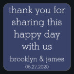 Thank You Navy Blue Modern Wedding Stickers<br><div class="desc">Thank You navy blue modern wedding stickers with customisable text</div>
