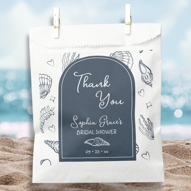 Thank You Navy Blue Seashells Doodles  Favour Bags (Creator Uploaded)