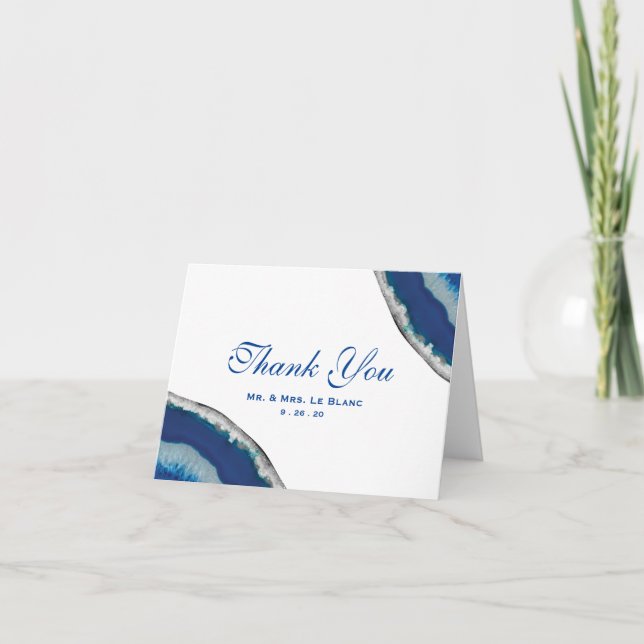 Thank You | Navy Blue Wedding Agate Photo (Front)