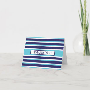 Thank you - Navy, Turquoise, White Stripe Card