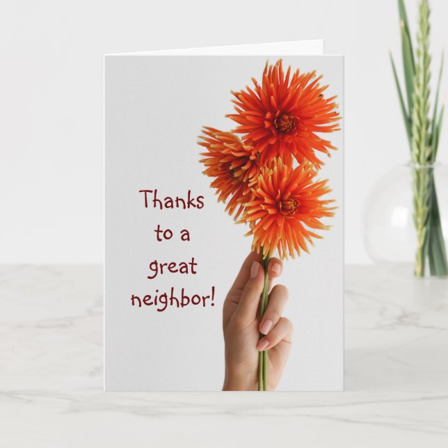 Thank You Neighbour,Custom Flower Garden Floral Card (Front)