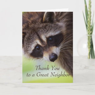 Thank You Neighbour Cute Racoon Animal Fun Card