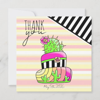 "Thank You" Neon Cactus Invitation