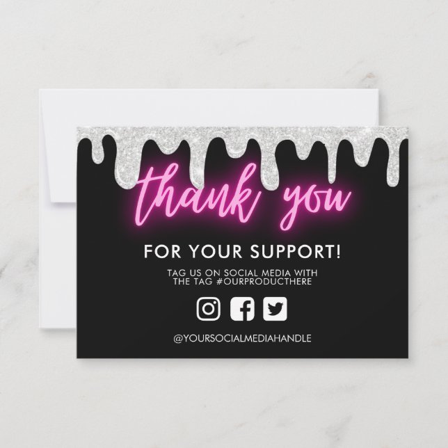 Thank you Neon Glitter Drip Custom Media Insert (Front)