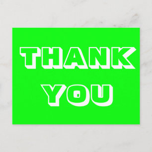 Thank you neon green white modern bold typography postcard