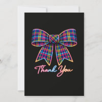Thank you Neon Tartan Bow Scottish Bright Pattern