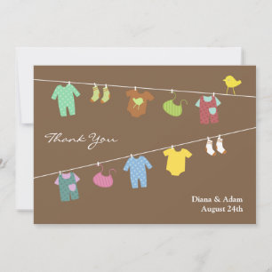 Thank You Neutral Baby Shower Flat Card