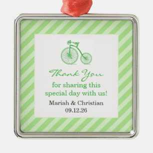 Thank You Neutral Green Baby Shower Favour Ornamen Metal Tree Decoration