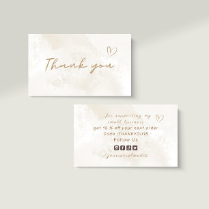 Thank You Neutral Pastel White Marble Social Media Business Card