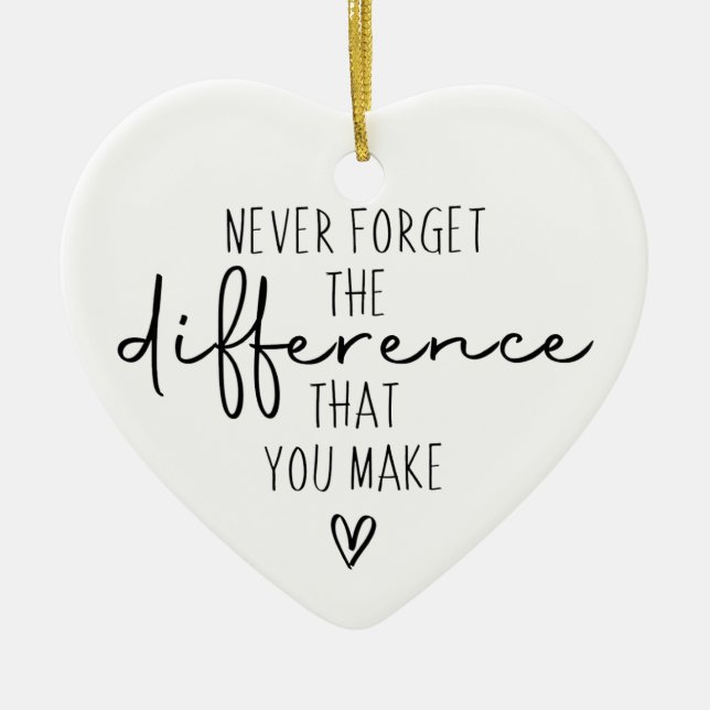 Thank You Never Forget The Difference You Make Ceramic Tree Decoration (Front)