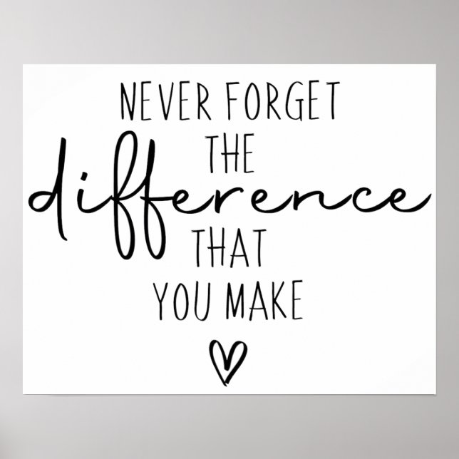 Thank You Never Forget The Difference You Make Poster (Front)