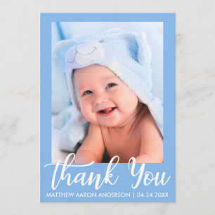 Thank You New Baby Blue Card Stripes