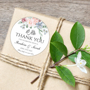 Thank You nikah muslim wedding favour floral Classic Round Sticker