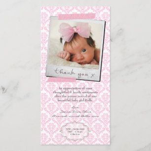 Thank You Note Baby Girl Announcement Template