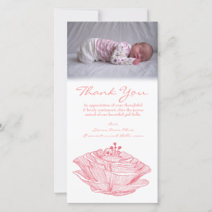 Thank You Note Baby Girl Photo Card Template