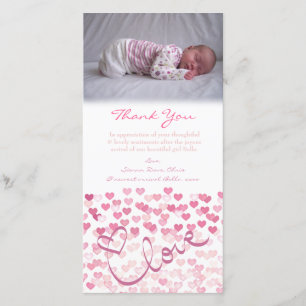Thank You Note Baby Girl Photo Card Template