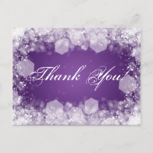 Thank You Note Baby Shower Night Sparkle Purple Postcard