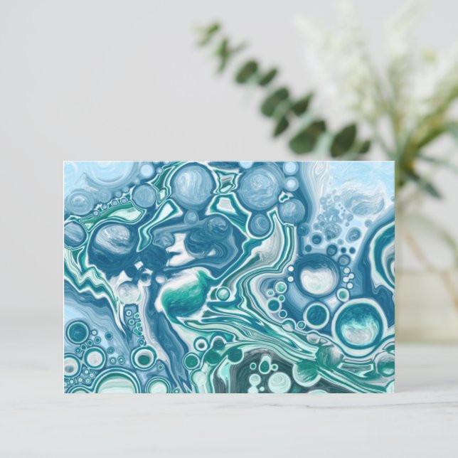 Thank You Note Blue Fluid Art Card (Standing Front)