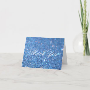 Thank You Note Card - Blue Glitter Fab