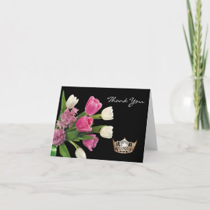 Thank You Note Card-Crown & Flowers Card