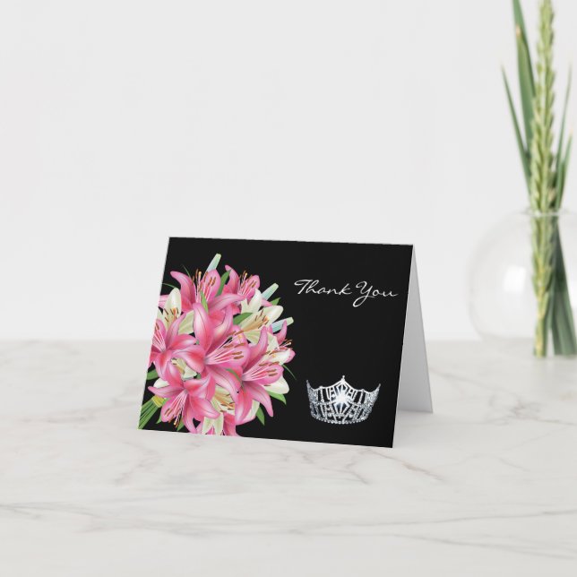 Thank You Note Card-Crown & Lillies Card (Front)