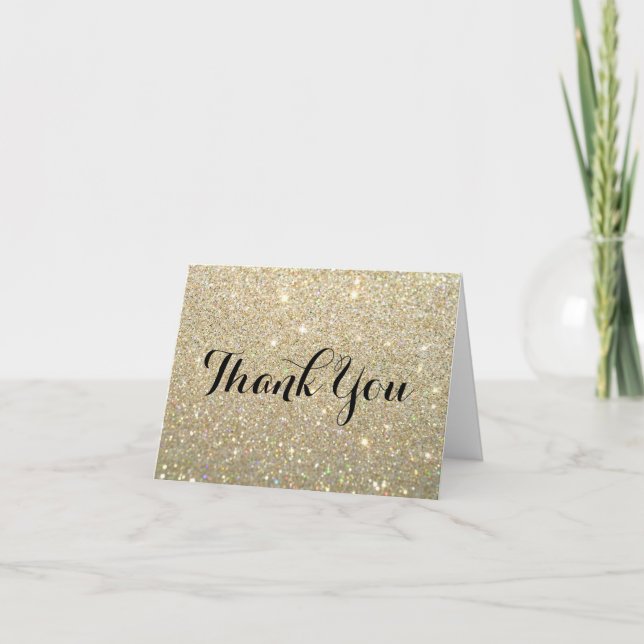 Thank You Note Card - Gold Glit Fab (Front)