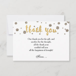 THANK YOU Note Card Gold & Glitter Print