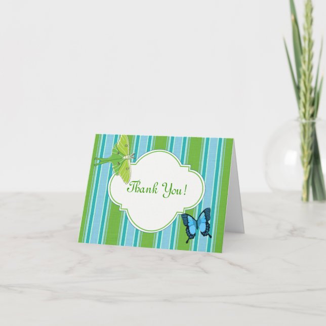 Thank You Note Card Luna Moth and Butterfly (Front)