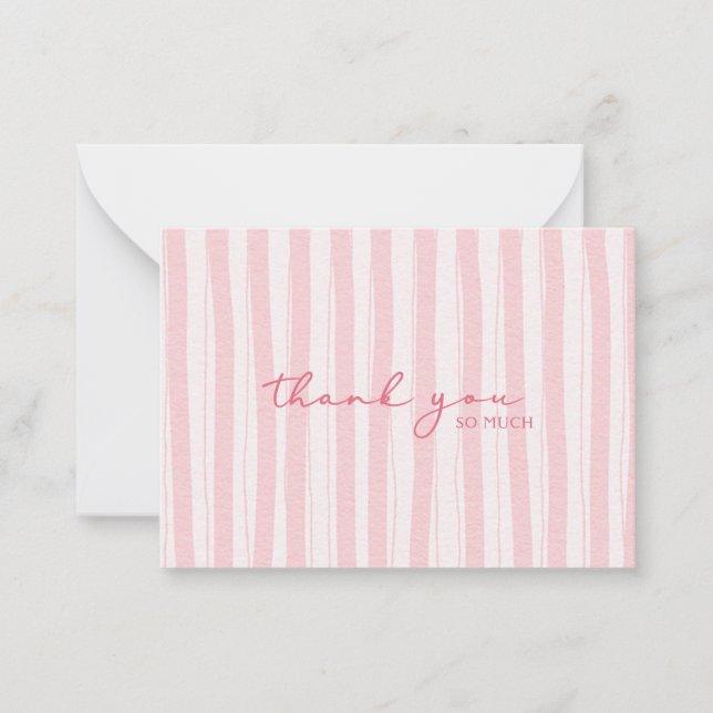 Thank You Note Card Pink Striped (Front)