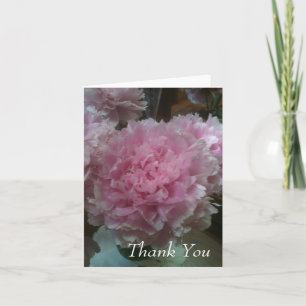 thank you note card with pink peony photograph