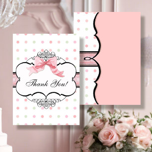 Thank You Note Cards - French Bow Dot Swirl vs2