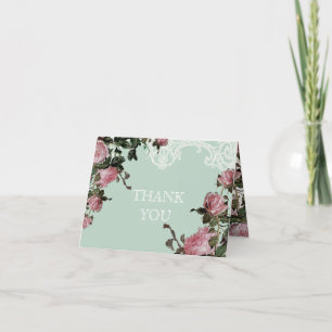 Thank You Note Cards Wedding, Trellis Rose Vintage