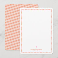 THANK YOU NOTE cute pretty check pastel orange