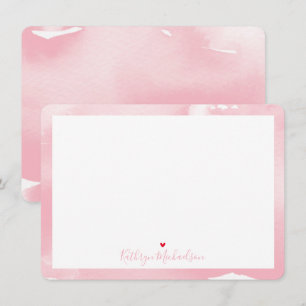 THANK YOU NOTE cute watercolor pretty pale pink Card