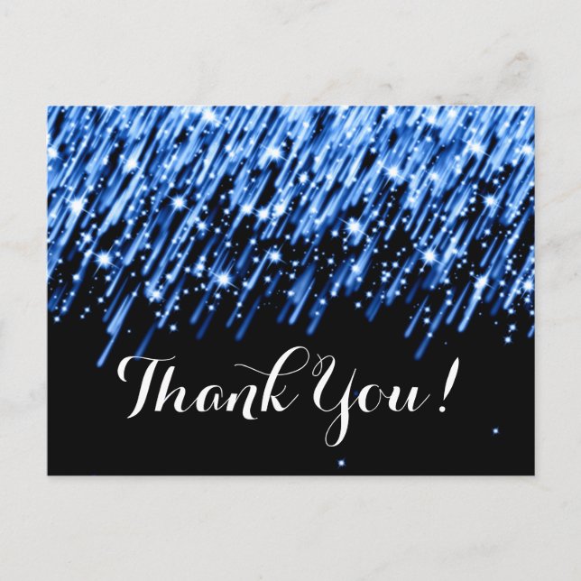 Thank You Note Falling Stars "Sapphire Blue" Postcard (Front)