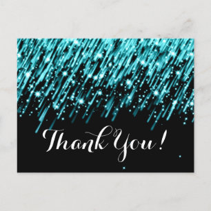 Thank You Note Falling Stars Turquoise Postcard