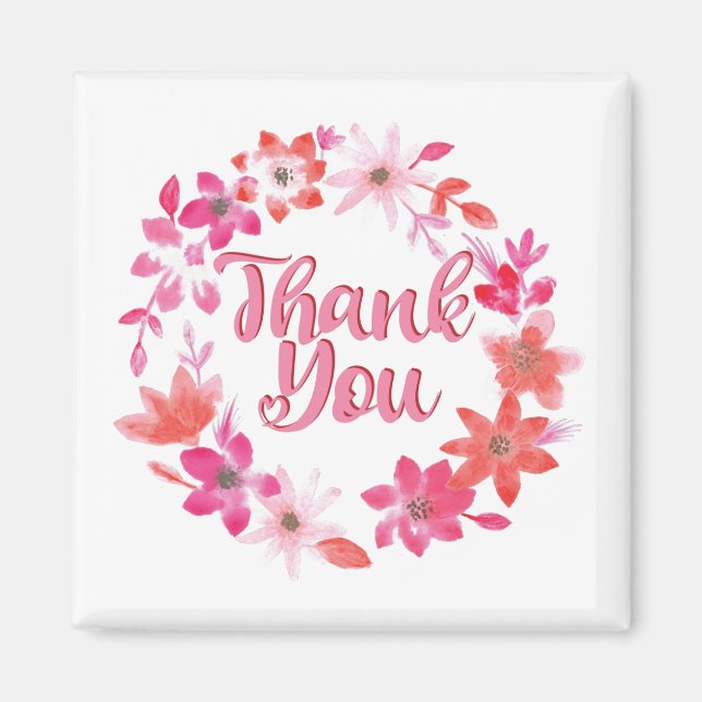 Thank You Note - Floral Handwritten Many Thanks Magnet (Front)