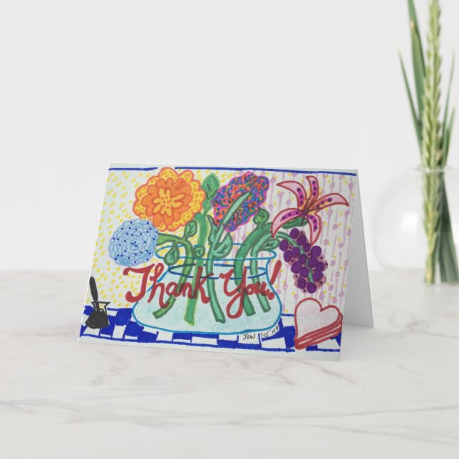 THANK YOU NOTE FLOWERS,Impressionist Style Card (Front)