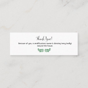 Thank you note for small business owner mini business card