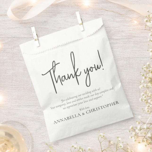 Thank you Note for Wedding Minimalist Style Favour Bags (Clipped)