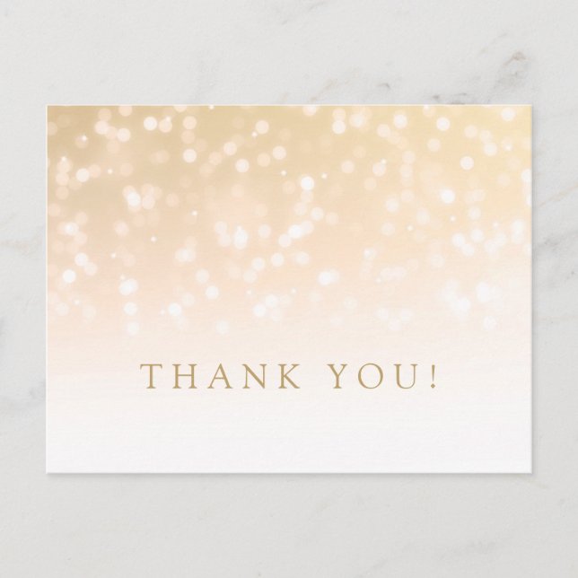 Thank You Note Gold Bokeh Sparkle Lights Postcard (Front)