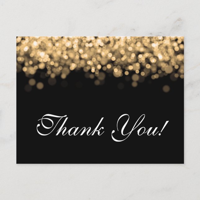 Thank You Note Gold Lights Postcard (Front)