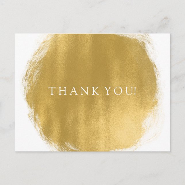 Thank You Note Gold Paint Look Postcard (Front)