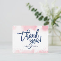 THANK YOU NOTE hand lettered pale pink watercolor