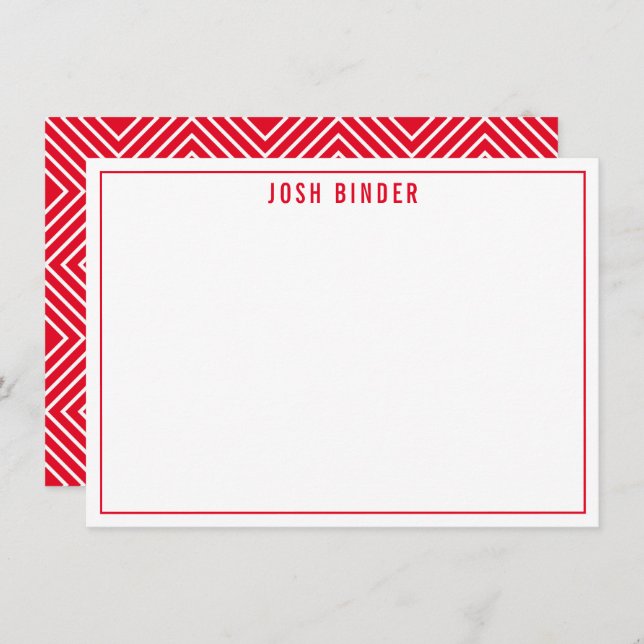 THANK YOU NOTE modern minimal name festive red (Front/Back)