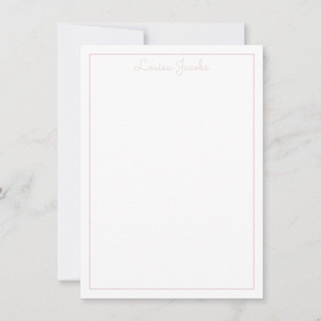 THANK YOU NOTE modern simple name blush pink Card (Front)