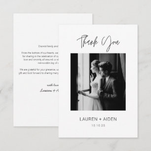 Thank you note Modern Wedding Photo Card